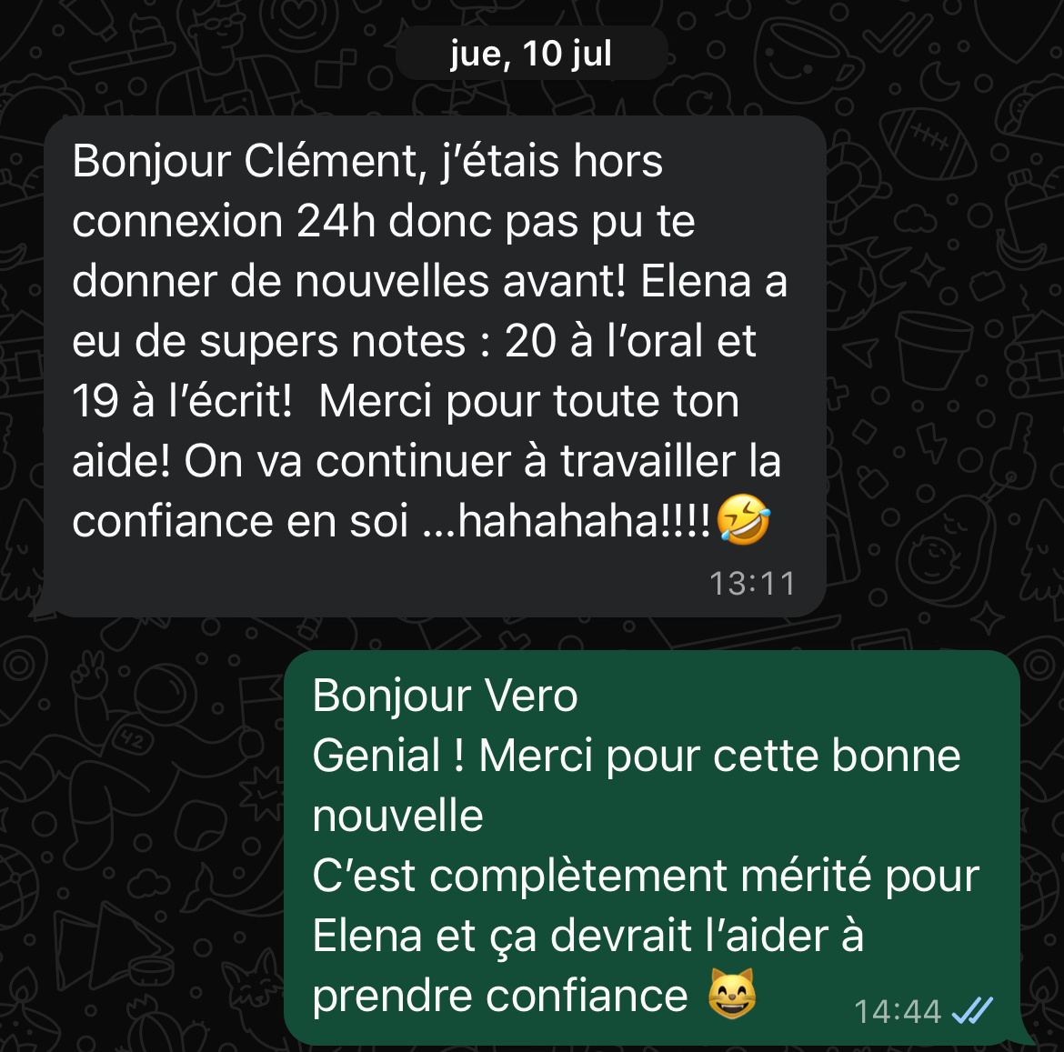 Message d'un élève