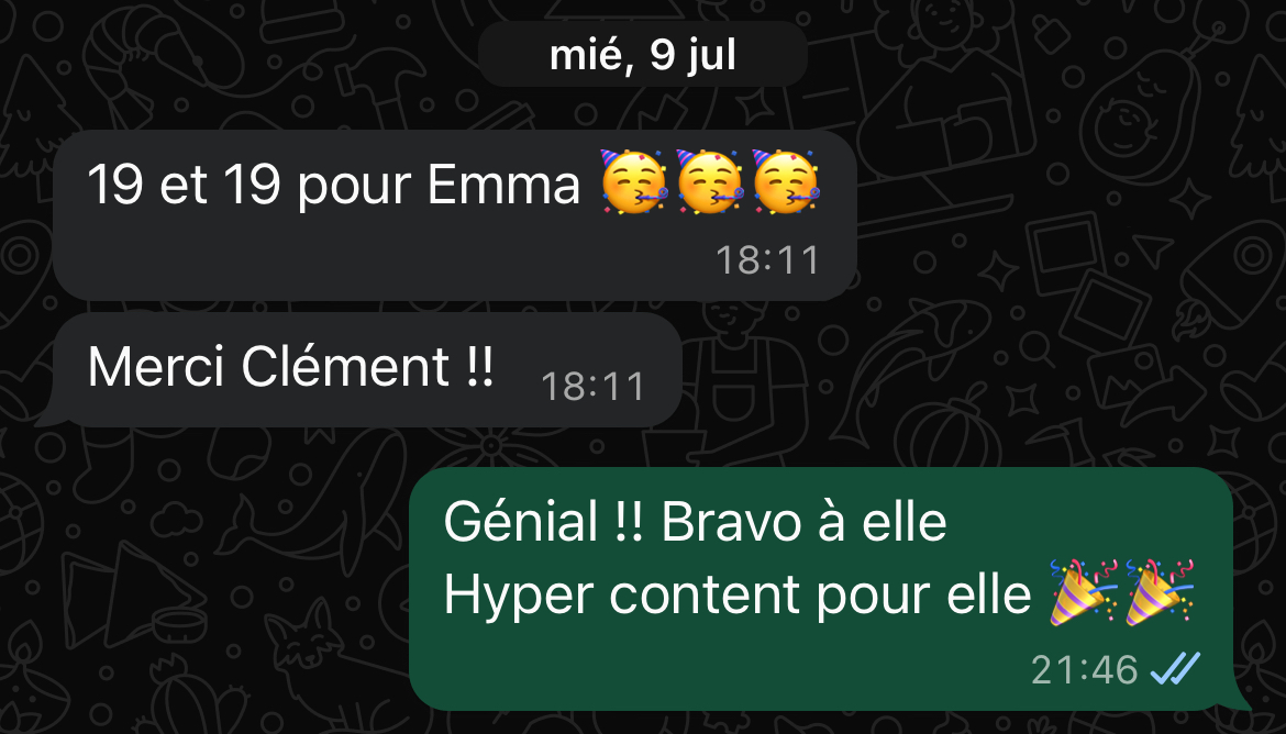 Message d'un élève