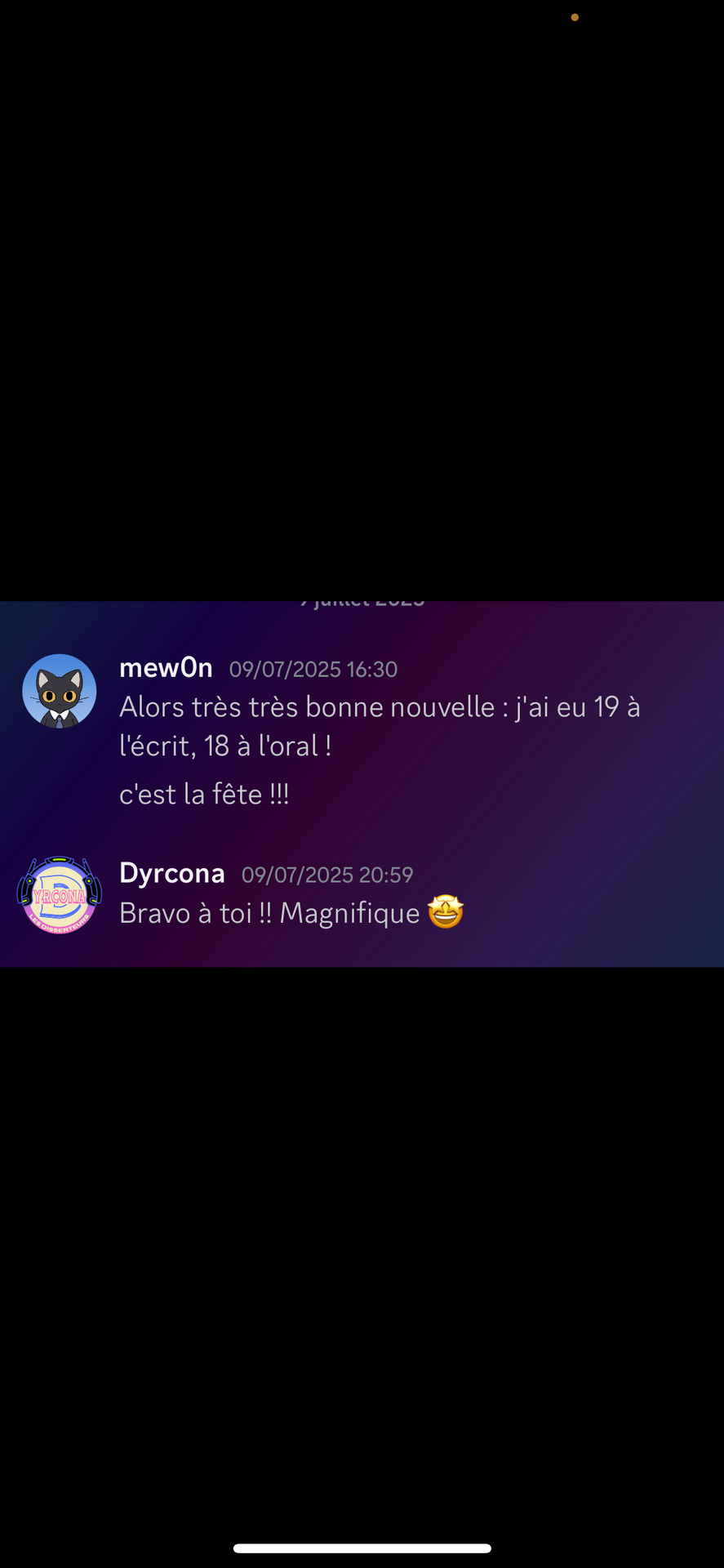 Message d'un élève