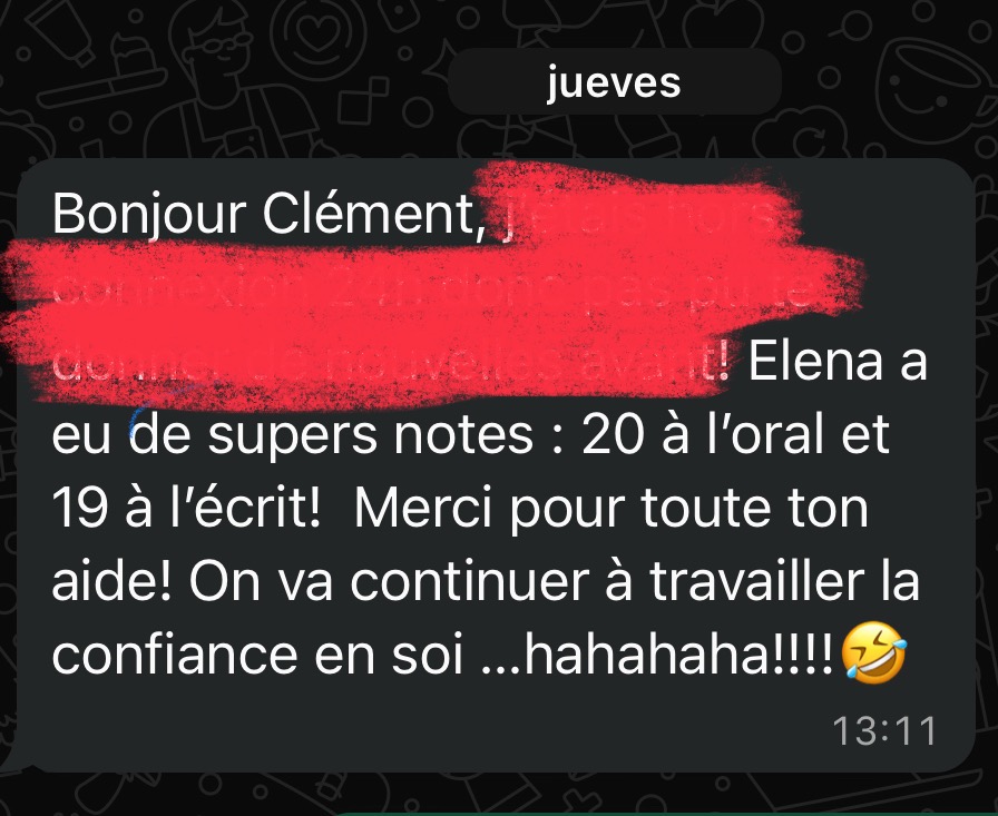 Message d'un élève