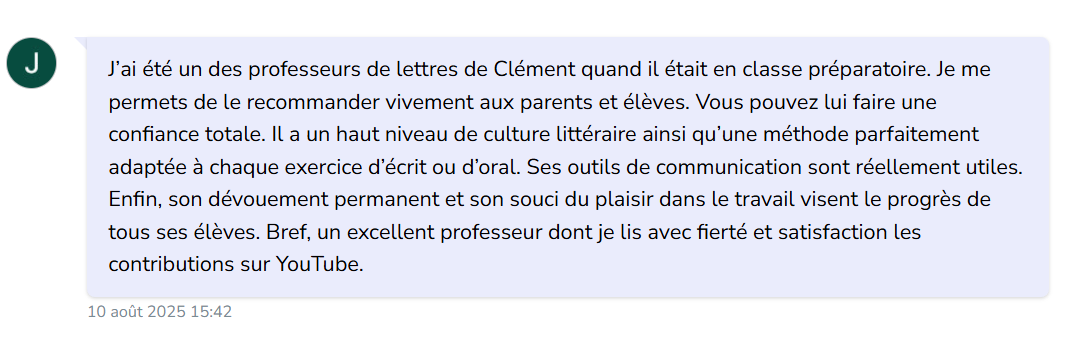 Recommandation ancien professeur